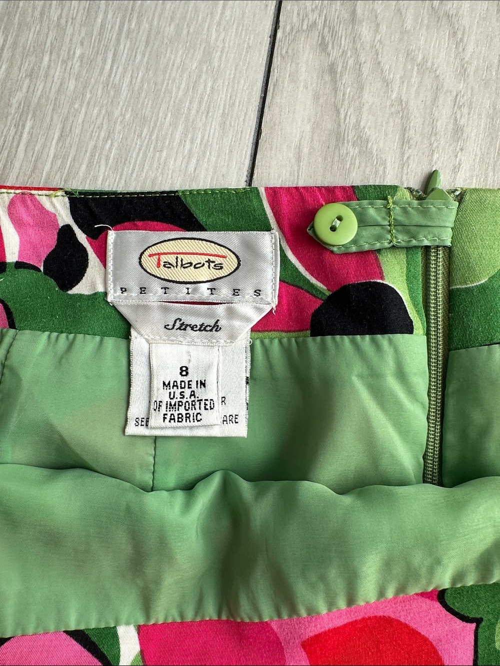 Talbots Bright Floral Mini Skirt in Green & Pink - Picture 2 of 5